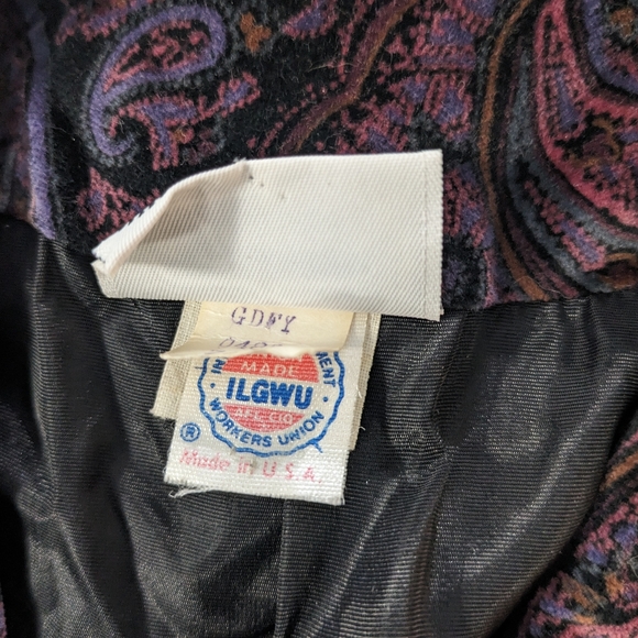 Vintage The Towner Velvet Paisley Print Fully Lined Slim Fit Blazer Jacket 7/8 - Picture 9 of 12